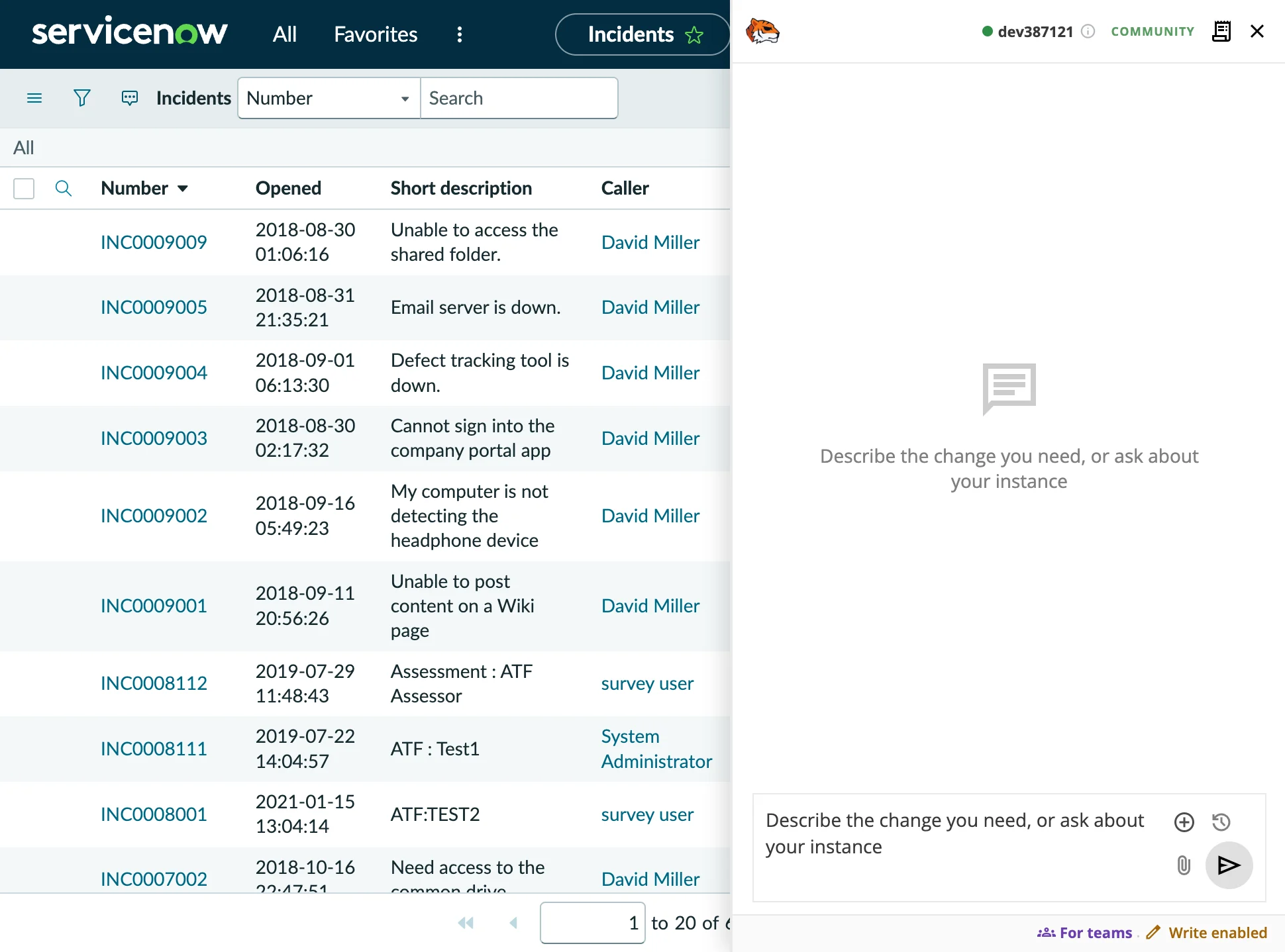 TorchTiger Engineer chat panel open on a ServiceNow page